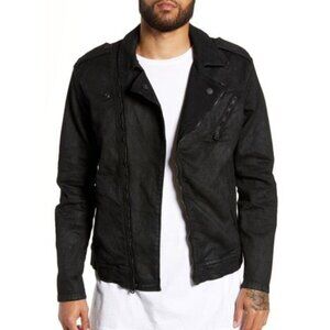 True Religion Jacket 2XL Black Denim City Moto Foab Midnight Coated